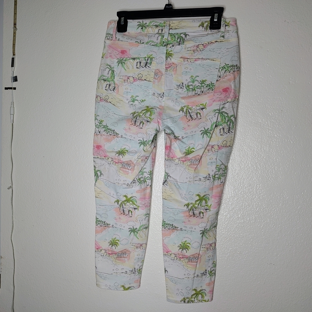 Talbots Flawless Jegging Crop - Coastal Beaches Tropical Print Women Jeans Sz 4P - Picture 9 of 13